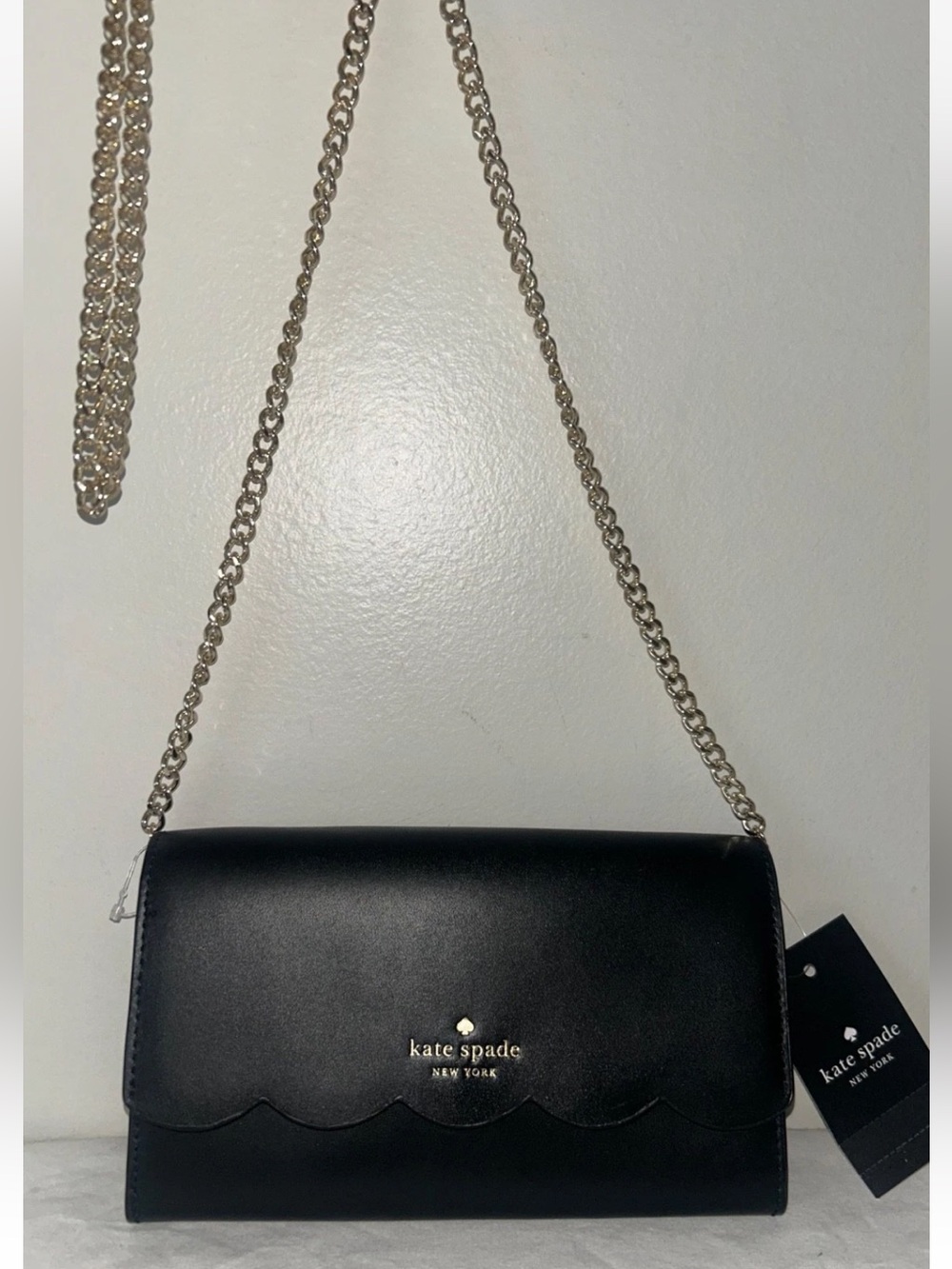 NEW! NWT KATE SPADE New York Gemma Wallet on Chain Leather Shoulder Bag Black